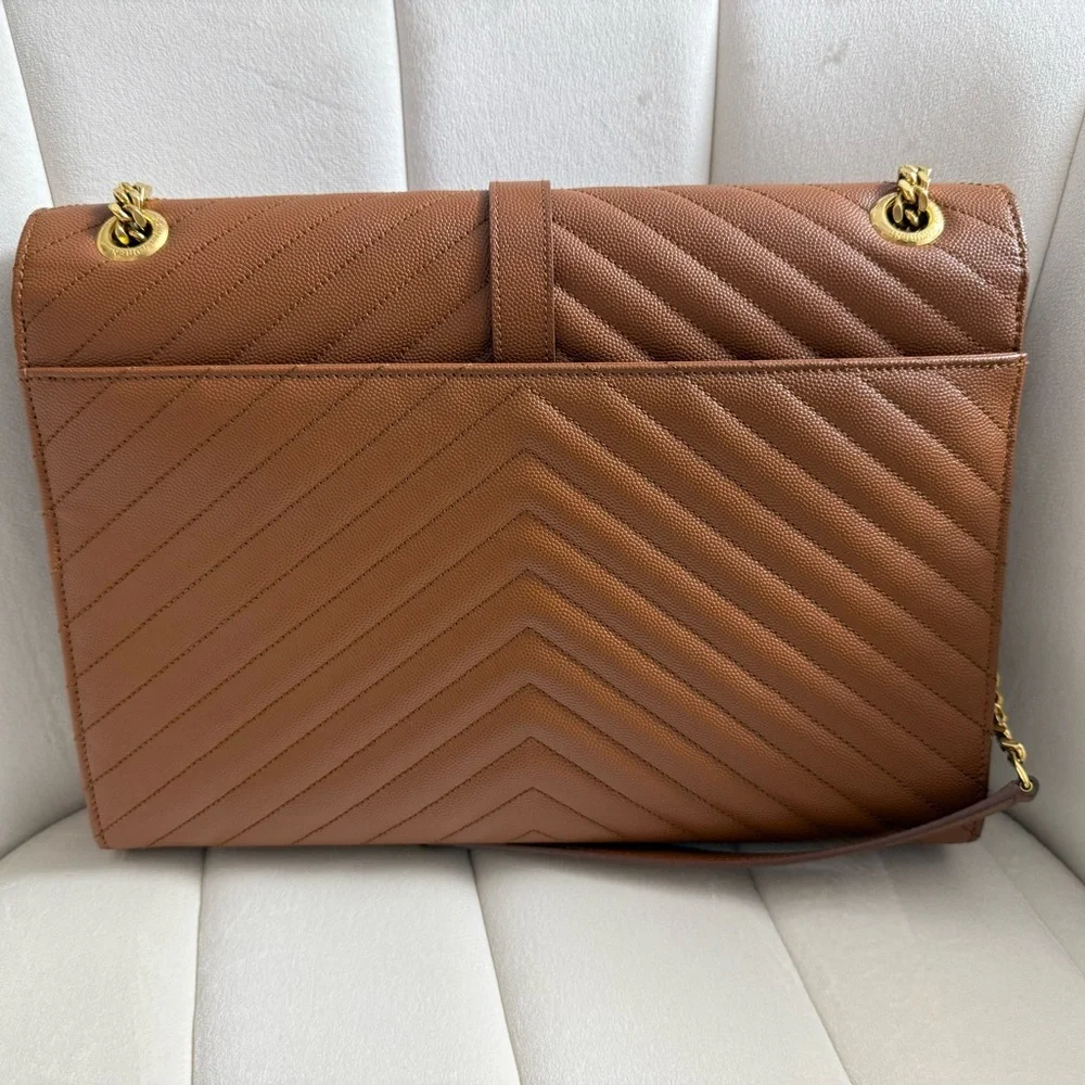 Saint Laurent YSL Brown Quilted Leather Shoulder Bag - Picture 3 of 8